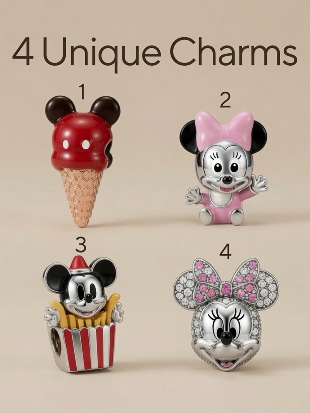 Disney Minnie & Mickey Mixed Charm - Pink, Red, Silver, Black